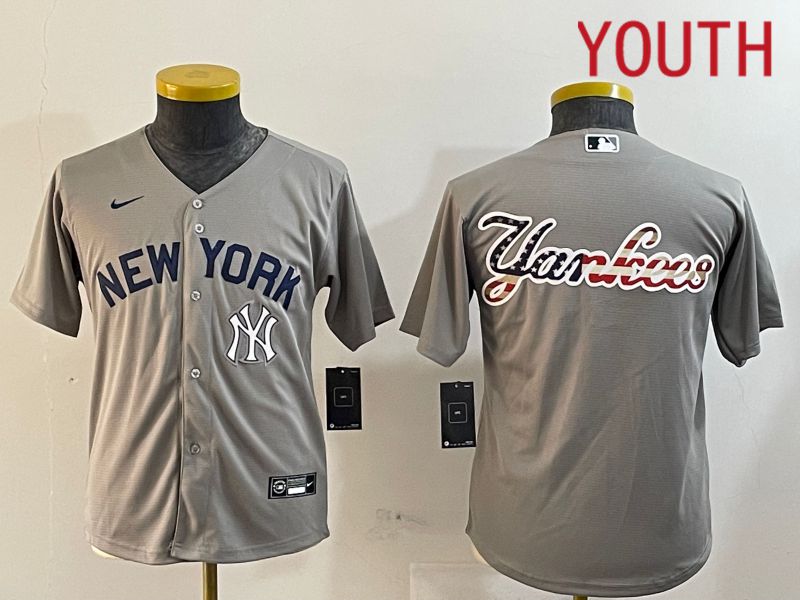 Youth New York Yankees Blank Grey Game 2024 Nike MLB Jersey style 12185